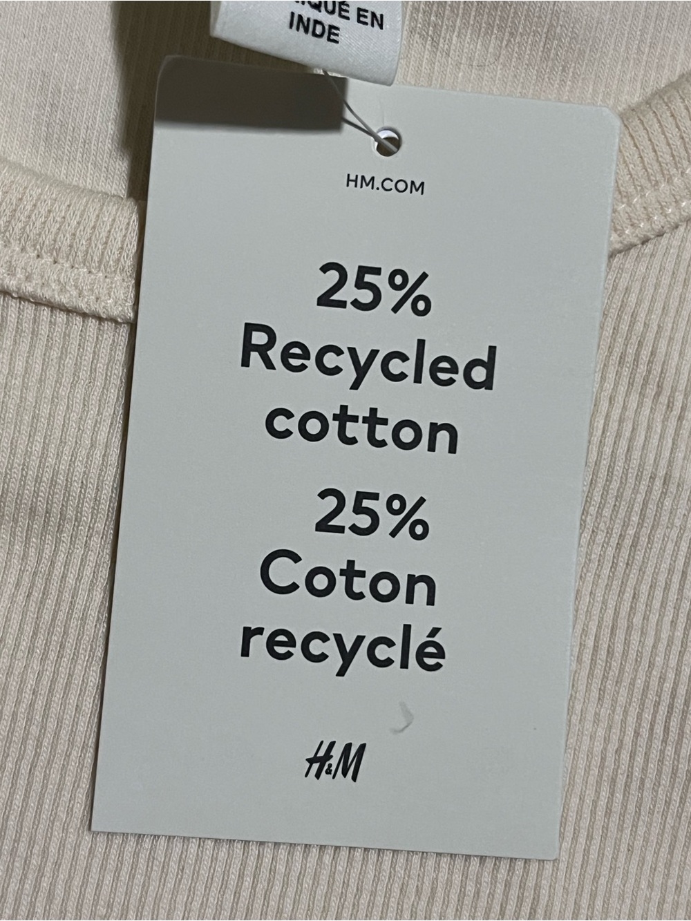 H&M Cream Ribbed Boxy Tank Top - Picture 4 of 4